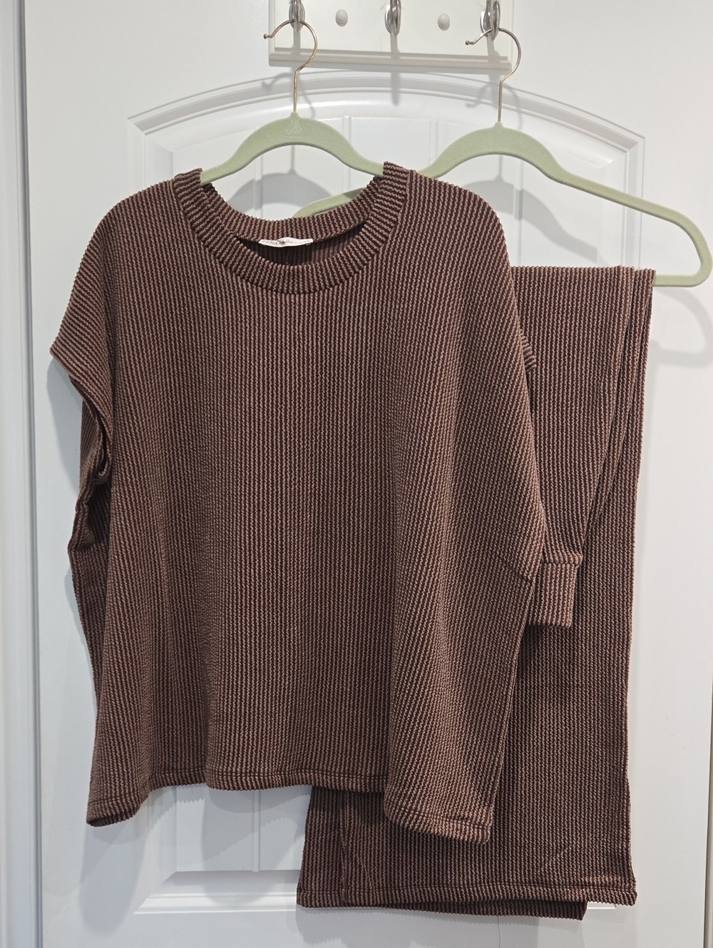 Zenana Cozy Ribbed Knit Set - Brown